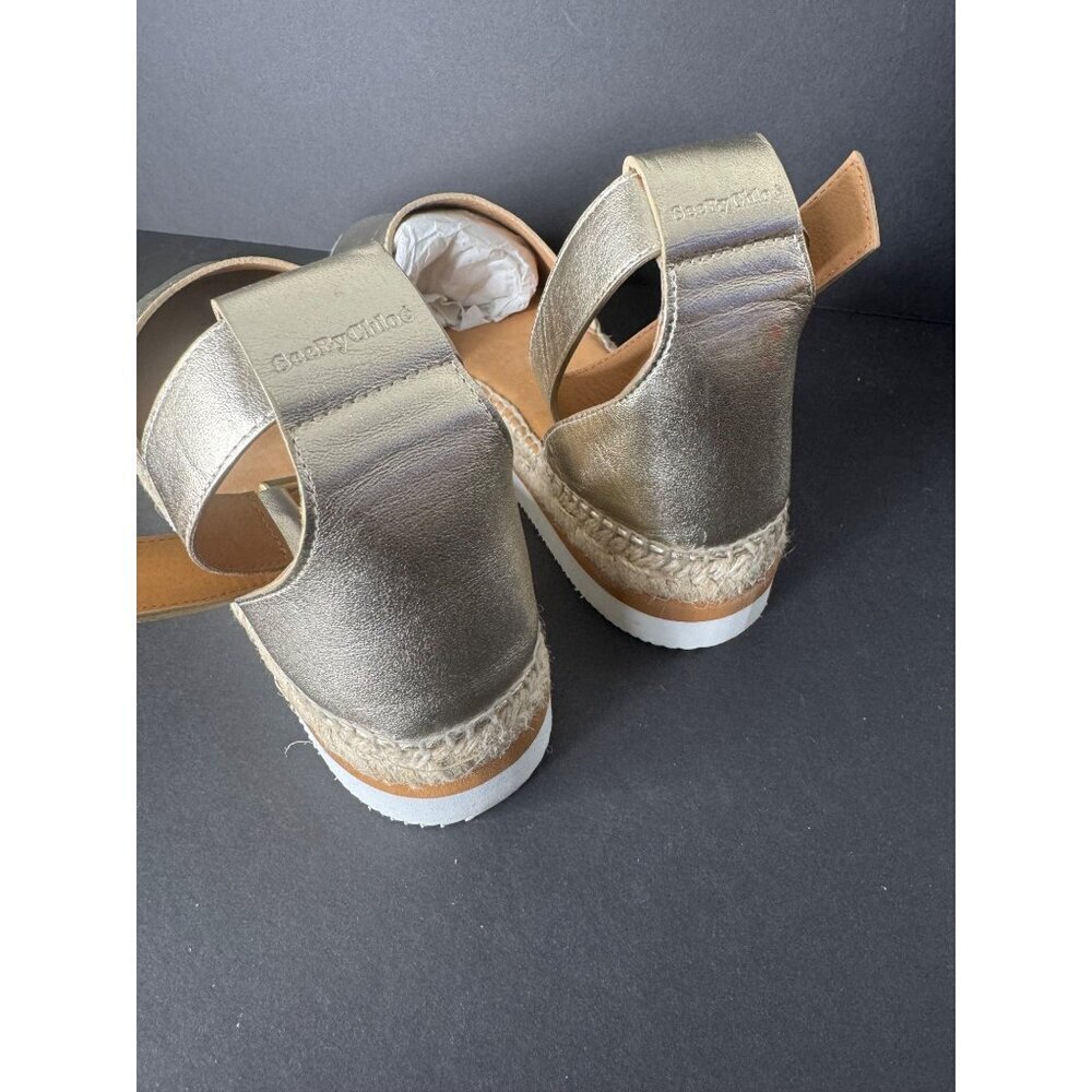 NIB See by Chloe Lamb Glyn Flat Light Gold Espadrilles Leather EU 40 US 9.5 - Picture 5 of 7